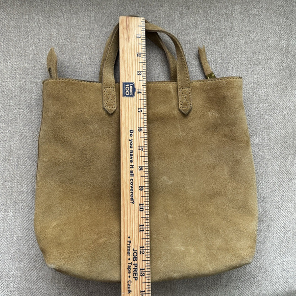Madewell The Zip Top Transport Suede Tote Bag Tan Everyday Sustainable Leather - Picture 9 of 10